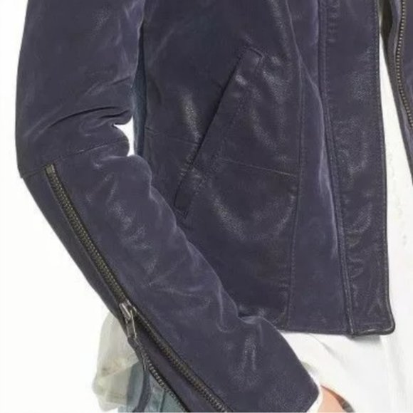 Free People Vegan Leather Suede Moto Jacket, Size 0, Black - Picture 2 of 10